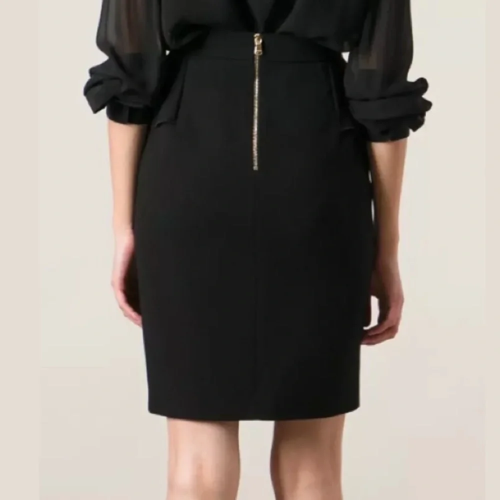 Emilio Pucci Black Pencil Skirt with Draped Ruffle